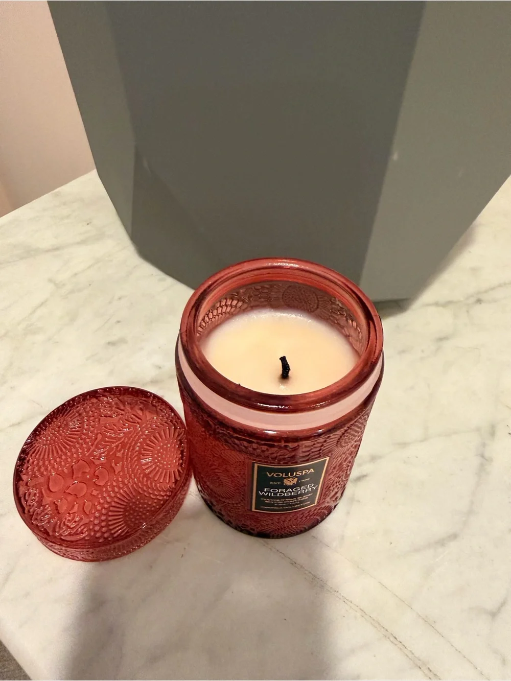 Voluspa Foraged Wildberry Scented Candle Three Quarters Left!